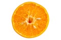Top view cross section of mangarin orange or Citrus reticulata on white background