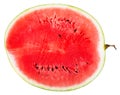 Top view of cross section of ripe watermelon