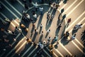 top view crowd of people walking on the road, Generative Ai Royalty Free Stock Photo