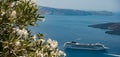 Cruise ship in the gulf of santorini Royalty Free Stock Photo