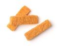 Top view of crumbed fish fingers