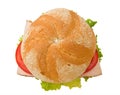 Top view of a crusty turkey kaiser sandwich Royalty Free Stock Photo