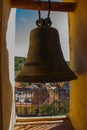 Top view of the Cuban city and a Huge bell. Trinidad, Cuba