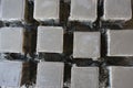 Top view of Cube concrete samples casting in steel mould Royalty Free Stock Photo