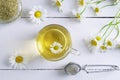 Top view of a cup of chamomile tea Royalty Free Stock Photo