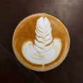 Top view cup of coffee latte (selective focus) Royalty Free Stock Photo