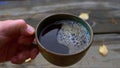 Top view of a cup of coffee