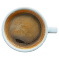 top view of a cup of coffee on white background Royalty Free Stock Photo
