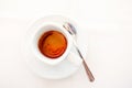 Top view of a cup of coffee, on white Royalty Free Stock Photo