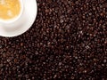 Top view of a cup of dark roasted coffee Royalty Free Stock Photo