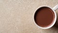 top view of a cup hot chocolate on the table. Generative Ai Royalty Free Stock Photo