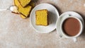 top view of a cup hot chocolate on the table. Generative Ai Royalty Free Stock Photo