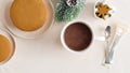 top view of a cup hot chocolate on the table. Generative Ai Royalty Free Stock Photo