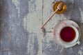 Top view of cup of red tea with honey Royalty Free Stock Photo