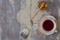 Top view of cup of red tea with honey Royalty Free Stock Photo