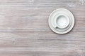 Top view of cup with saucers on gray brown board Royalty Free Stock Photo