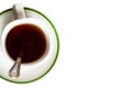 Top view of a cup of tea, isolate on white Royalty Free Stock Photo