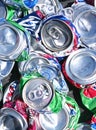 Top view of curshed soda cans in a pile