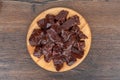 Top view of cut raw beef liver on a cutting board. Royalty Free Stock Photo