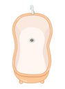 Top view of a cute cartoon oval bathtub with faucet with handles for hot and cool water. Wash. Clean. Children about