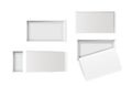 Top View 3d Mockups of Open And Closed White Carton Boxes. Realistic Rendering Showcases Cardboard Blank Paper Packs