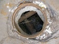 Open sewer manhole Royalty Free Stock Photo