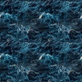 Top view dark blue sea water big waves. AI generative illustration