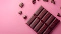 Top View of Dark Chocolate: Broken Pieces and Crumbs for World Chocolate Day. Royalty Free Stock Photo