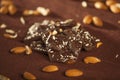 Top View. Dark Milk chocolate with almonds Royalty Free Stock Photo