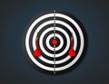 Top view dartboard and two red darts center composition background. Business concept of target and goal Royalty Free Stock Photo