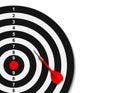 Top view dartboard and red dart left composition background. Business concept of target and goal