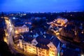 Top view on Dean village in old part of Edinburgh at night, capital of Scotland Royalty Free Stock Photo