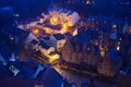 Top view on Dean village in old part of Edinburgh at night, capital of Scotland Royalty Free Stock Photo