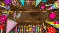 Top view of decoration birthday copy space. Happy birthday to a thirteen year old. Beautiful congratulations for 13 years old Royalty Free Stock Photo