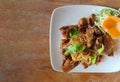 Top view, Deep-fried pepper chicken on plate