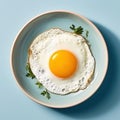 Top view of a delicious breakfast with a fried egg featuring a yellow yolk Royalty Free Stock Photo
