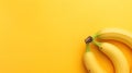 Top View Delicious Group of Yellow Bananas On Yellow Background with Copy Space Selective Focus