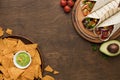 top view delicious mexican food ready be served. High quality beautiful photo concept Royalty Free Stock Photo