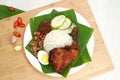 Top view of delicious nasi lemak dish from Malaysia