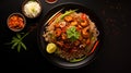 Top view delicious pad thai food plate on a transparent background