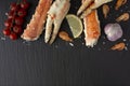 top view delicious seafood table. High quality photo