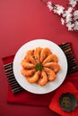 Delicious shrimp soaked in Chinese wine for lunar new year`s dishes Royalty Free Stock Photo