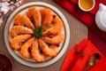 Delicious shrimp soaked in Chinese wine for lunar new year`s dishes Royalty Free Stock Photo