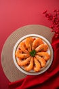 Delicious shrimp soaked in Chinese wine for lunar new year`s dishes Royalty Free Stock Photo