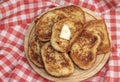 Top view of delicious toasts with butter