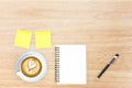 Top view desk top with office items hero image design header wit Royalty Free Stock Photo