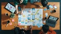 Top view of developer team sharing Ux design by using mind map. Convocation. Royalty Free Stock Photo