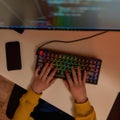 Top view of IT developer typing code on computer Royalty Free Stock Photo