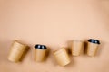 Top view on different eco-friendly disposable kraft  paper cup Royalty Free Stock Photo