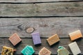 Top view of different natural homemade soap